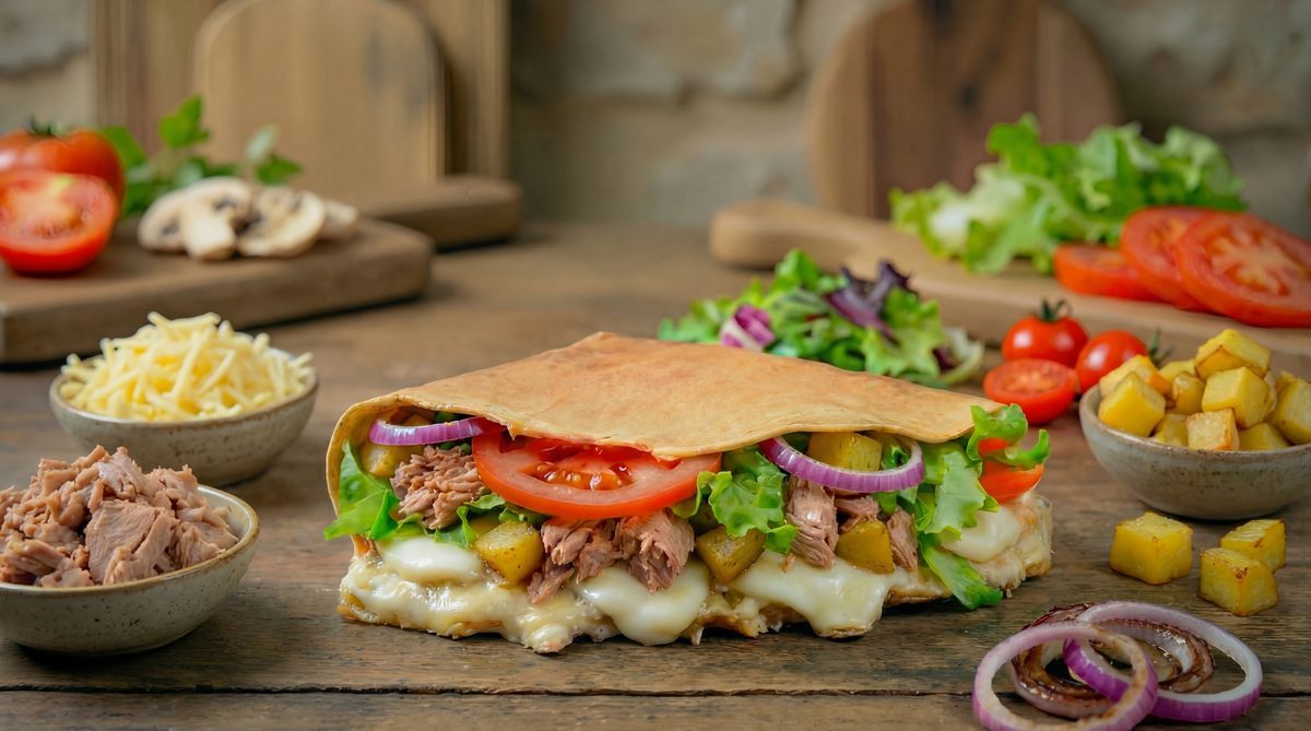 Galette La Pêcheur, thon et fromage, Au P'tit Crêpe